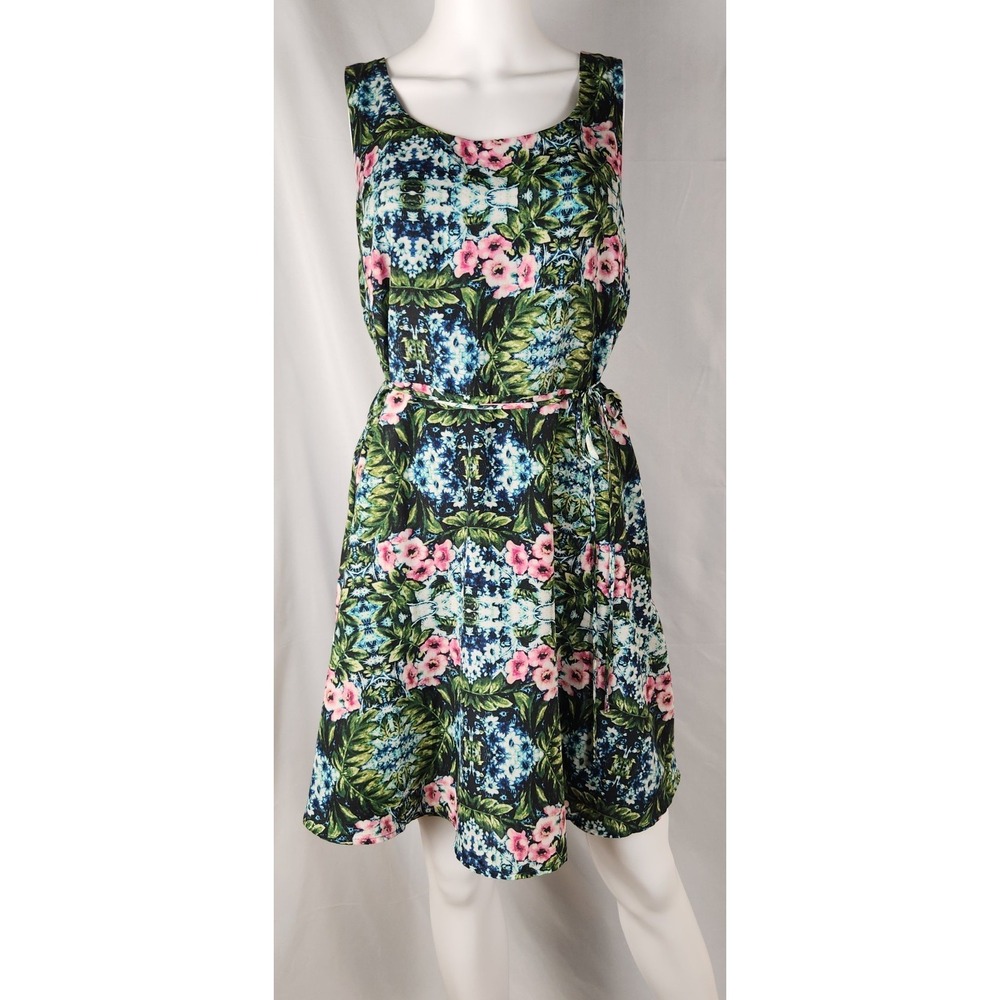 Forever 21 Floral Belted Y2K/2000s/Coconutgirl Sleeveless Sundress L